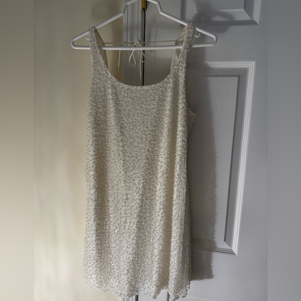 Abercrombie & Fitch Ivory Beaded Sleeveless Shift Dress